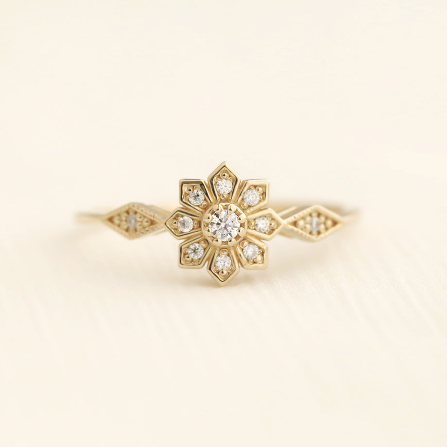 Edelweiss Ring, Floral buy wedding band, Sterling Silver flower ring, Daisy wedding ring, Ring for him, Ring for her